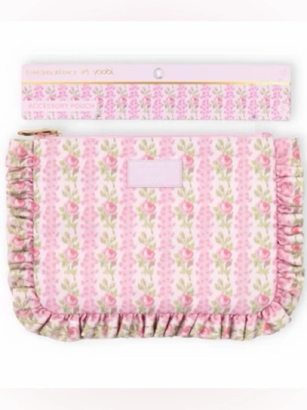 NWT LoveShack Fancy x Target Yoobi Pencil Case with Ruffles Strawberry Macaroon